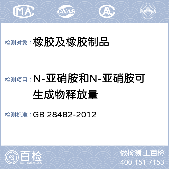 N-亚硝胺和N-亚硝胺可生成物释放量 婴幼儿安抚奶嘴安全要求 GB 28482-2012 9.4