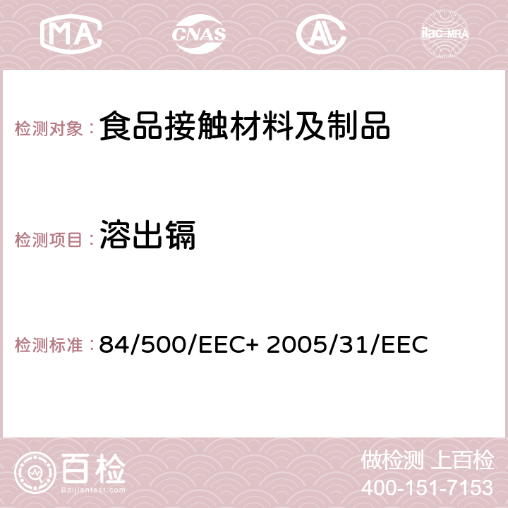 溶出镉 与食品直接接触的陶瓷类产品的要求 84/500/EEC+ 2005/31/EEC