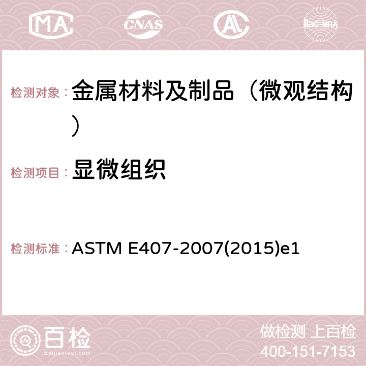 显微组织 ASTM E407-2007 微蚀金属和合金规程