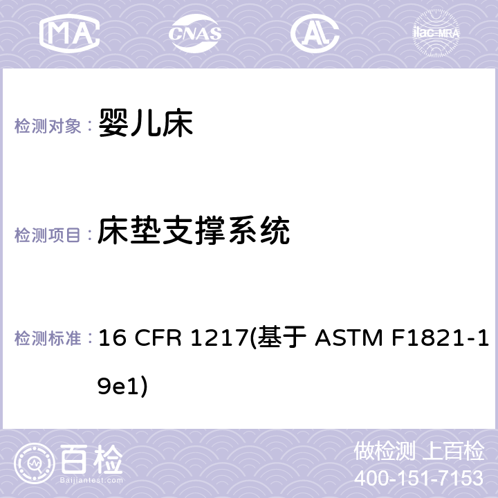 床垫支撑系统 标准消费者安全规范幼儿床 16 CFR 1217(基于 ASTM F1821-19e1) 条款6.1,7.2