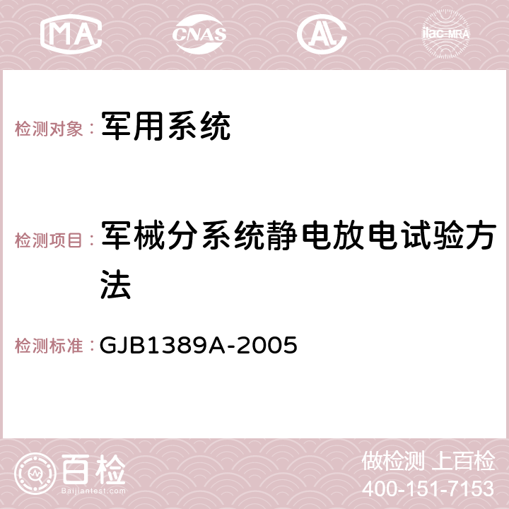 军械分系统静电放电试验方法 系统电磁兼容性要求 GJB1389A-2005 5.7