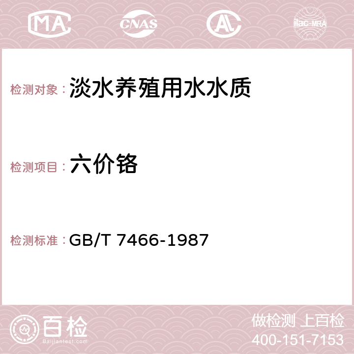 六价铬 《水质总铬的测定》二苯碳酰二肼分光光度法 GB/T 7466-1987