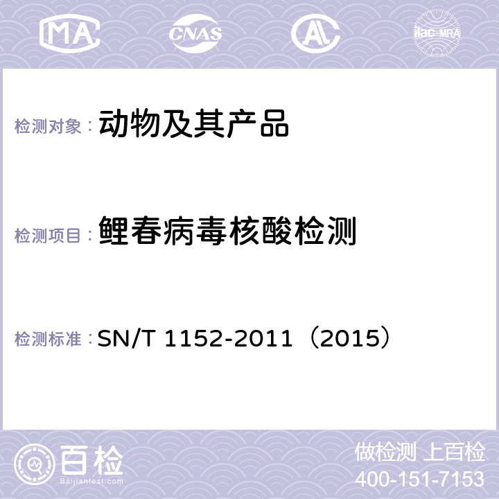 鲤春病毒核酸检测 鲤春病毒血症检疫技术规范 SN/T 1152-2011（2015）