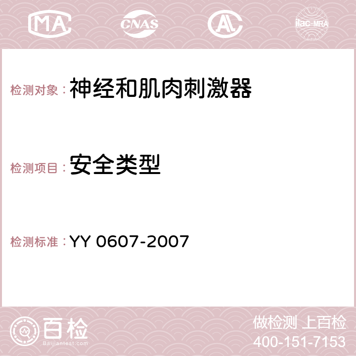 安全类型 医用电气设备 第2部分：神经和肌肉刺激器安全专用要求 YY 0607-2007 14