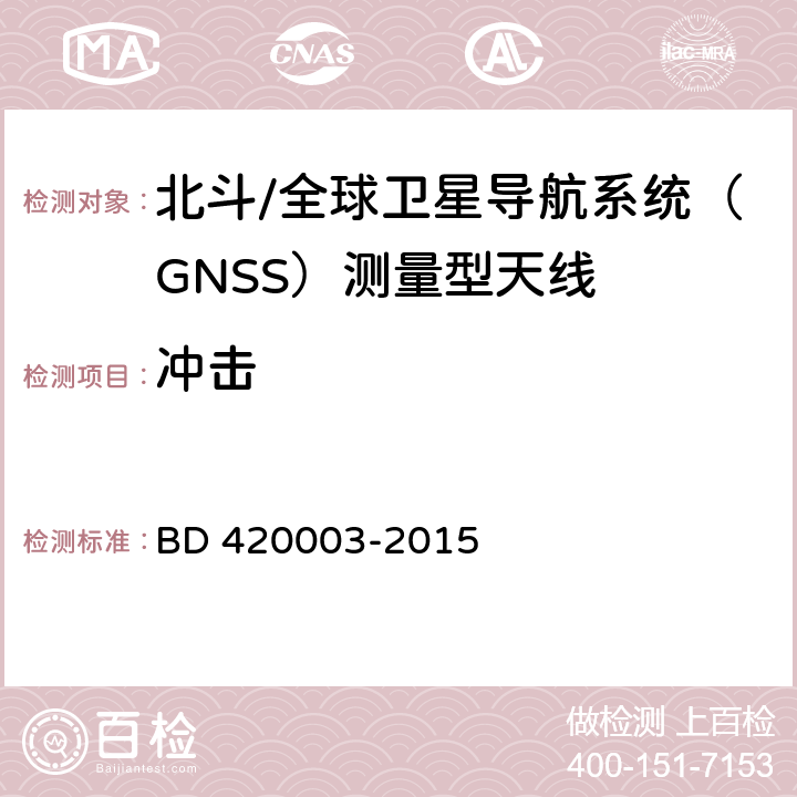 冲击 北斗/全球卫星导航系统（GNSS）测量型天线性能要求及测试方法 BD 420003-2015 4.18.7