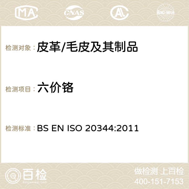 六价铬 个人防护设备 鞋靴的试验方法 BS EN ISO 20344:2011 6.11