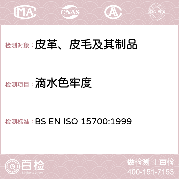 滴水色牢度 皮革 色牢度试验 耐水斑点色牢度 BS EN ISO 15700:1999