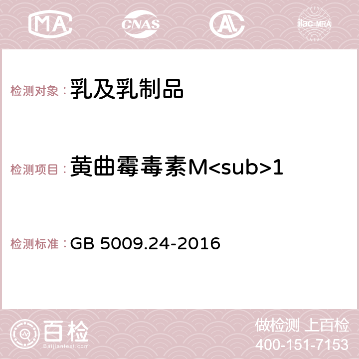 黄曲霉毒素M<sub>1 食品安全国家标准 食品中黄曲霉毒素M族的测定 GB 5009.24-2016