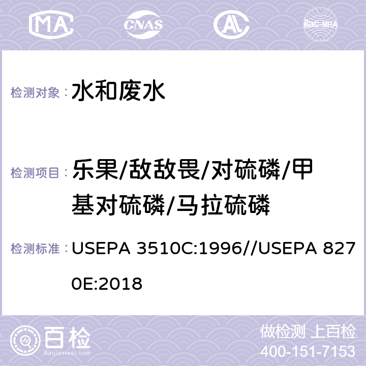 乐果/敌敌畏/对硫磷/甲基对硫磷/马拉硫磷 液液萃取//气相色谱质谱法分析半挥发性有机物 USEPA 3510C:1996//USEPA 8270E:2018