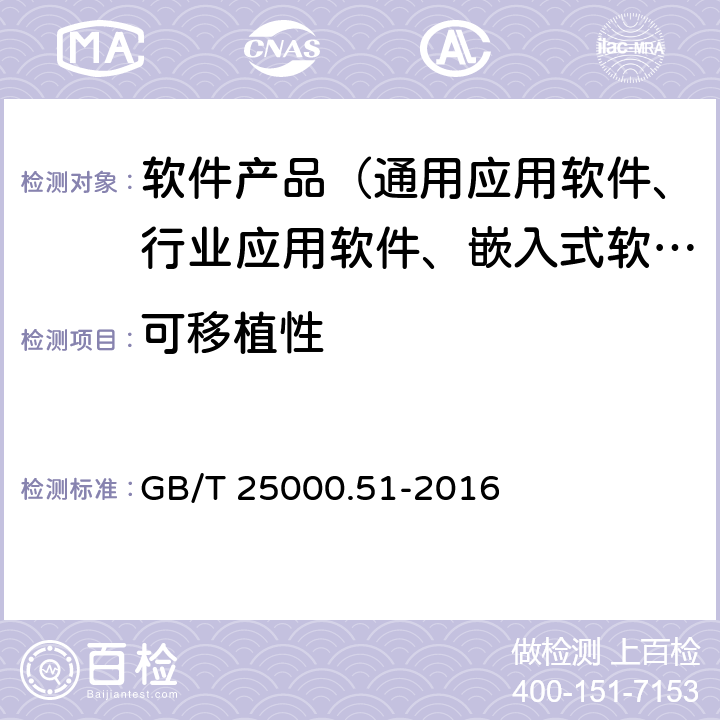 可移植性 系统与软件工程 系统与软件质量要求和评价(SQuaRE) 第51部分:就绪可用软件产品（RUSP）的质量要求和测试细则 GB/T 25000.51-2016 5.3.8