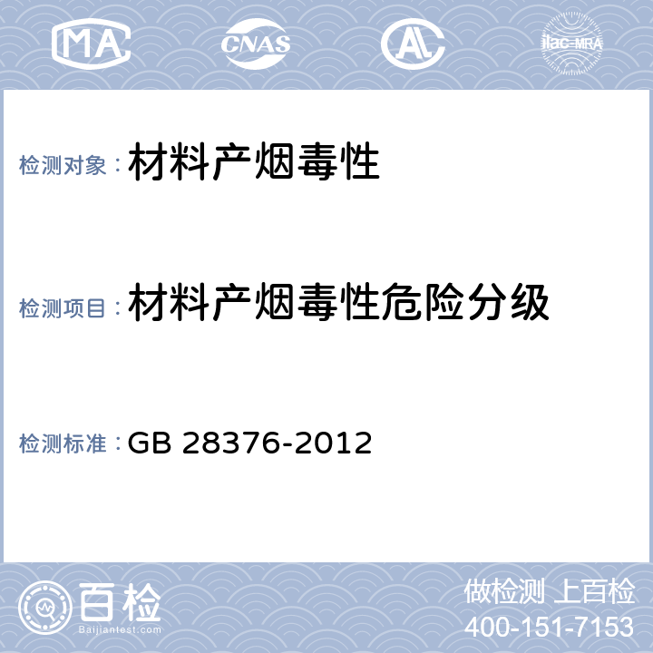 材料产烟毒性危险分级 GB 28376-2012 隧道防火保护板