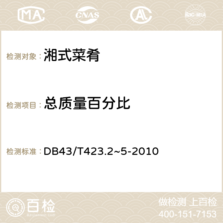 总质量百分比 湘式菜肴 DB43/T423.2~5-2010 5.4