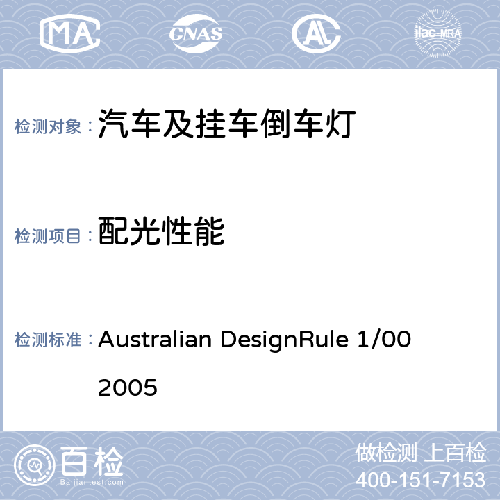 配光性能 倒车灯 Australian DesignRule 1/00 2005 4, 6, Appendix A