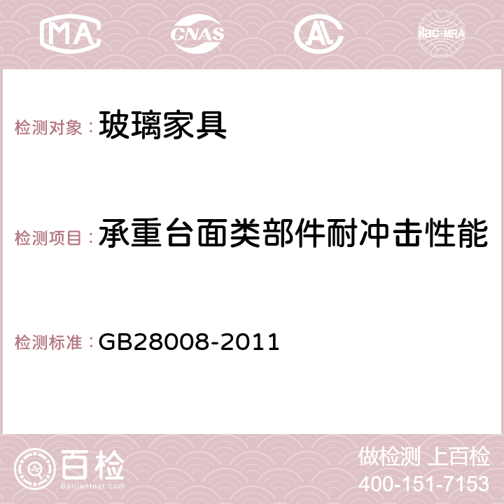 承重台面类部件耐冲击性能 玻璃家具安全技术要求 GB28008-2011 5.4