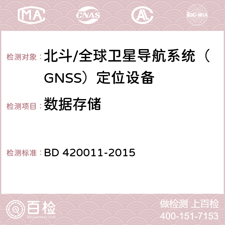 数据存储 北斗/全球卫星导航系统（GNSS）定位设备通用规范 BD 420011-2015 4.3.3