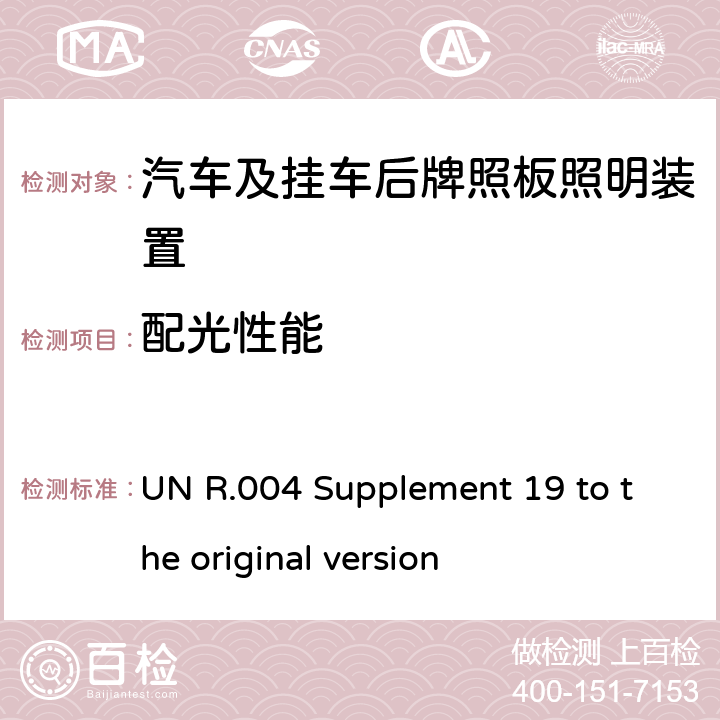 配光性能 关于批准机动车及其挂车后牌照板照明装置的统一规定 UN R.004 Supplement 19 to the original version 9