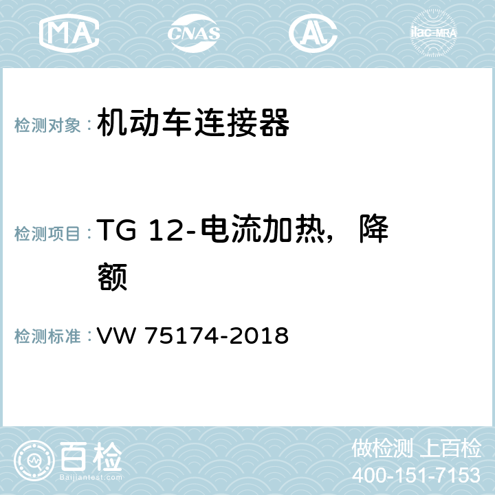 TG 12-电流加热，降额 机动车连接器试验 VW 75174-2018 6.13