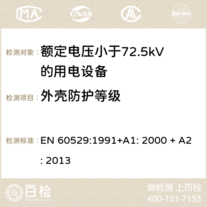 外壳防护等级 外壳防护等级(IP代码) EN 60529:1991+A1: 2000 + A2: 2013