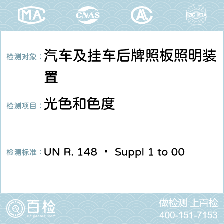 光色和色度 关 于 批 准 机 动 车 及 其 挂 车信号装置（灯具）的 统 一 规 定 UN R. 148 – Suppl 1 to 00 4.9, 5.11.4