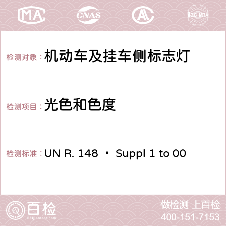 光色和色度 关 于 批 准 机 动 车 及 其 挂 车信号装置（灯具）的 统 一 规 定 UN R. 148 – Suppl 1 to 00 4.9, 5.7.4