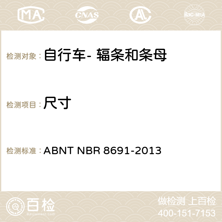 尺寸 自行车- 条母-尺寸 ABNT NBR 8691-2013