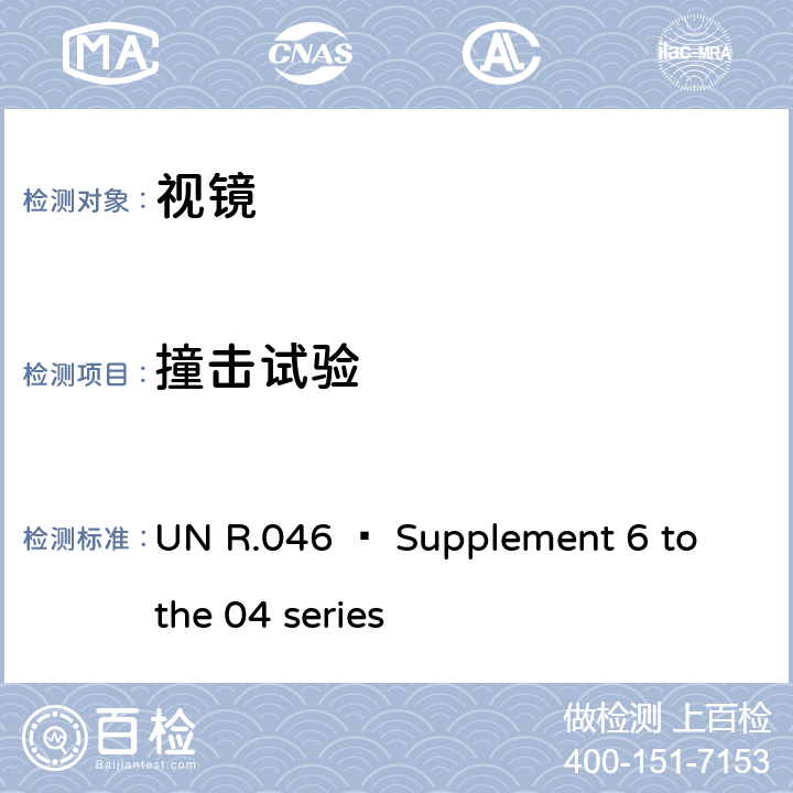 撞击试验 关于批准后视镜和就后视镜的安装方面批准机动车辆的统一规定 UN R.046 – Supplement 6 to the 04 series 6.3.2