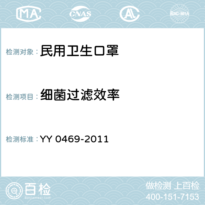 细菌过滤效率 医用外科口罩 YY 0469-2011 附录B