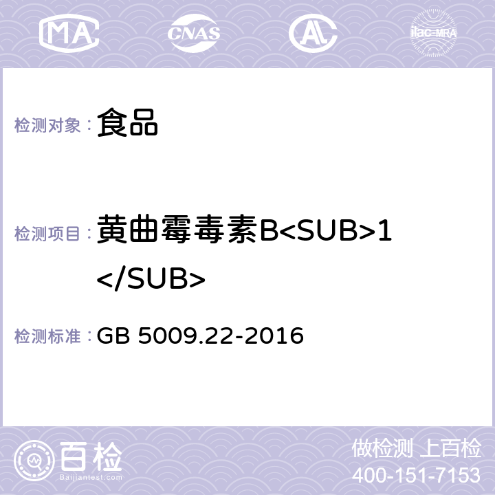 黄曲霉毒素B<SUB>1</SUB> 食品安全国家标准 食品中黄曲霉毒素B族和G族的测定 GB 5009.22-2016