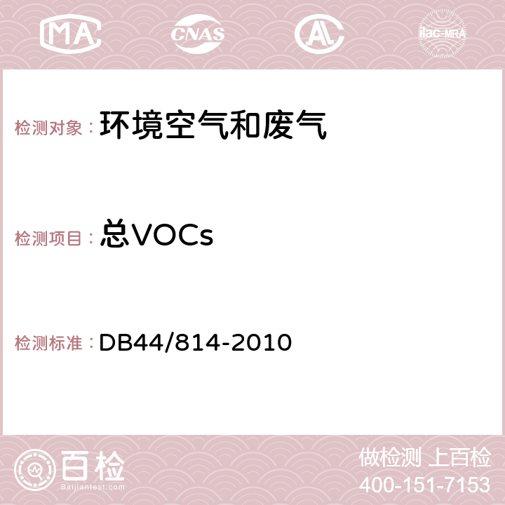总VOCs DB44/ 814-2010 家具制造行业挥发性有机化合物排放标准