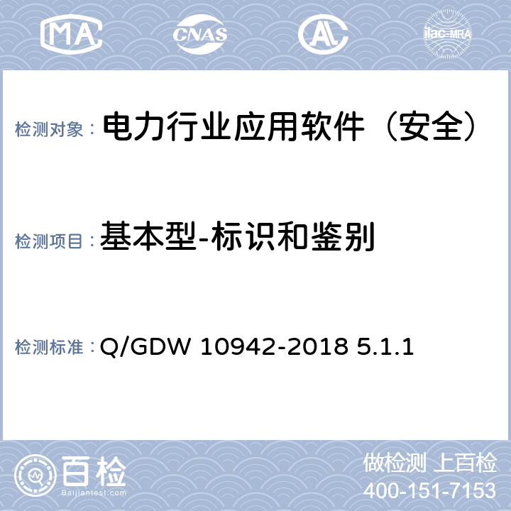 基本型-标识和鉴别 《应用软件系统安全性测试方法》 Q/GDW 10942-2018 5.1.1