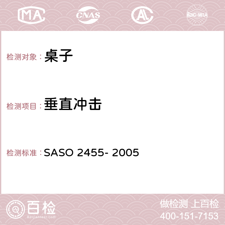 垂直冲击 家具第6部分-玻璃家具的测试方法 SASO 2455- 2005 条款5.1