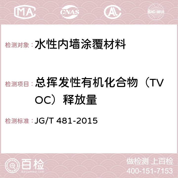 总挥发性有机化合物（TVOC）释放量 低挥发性有机化合物(VOC)水性内墙涂覆材料 JG/T 481-2015 附录B