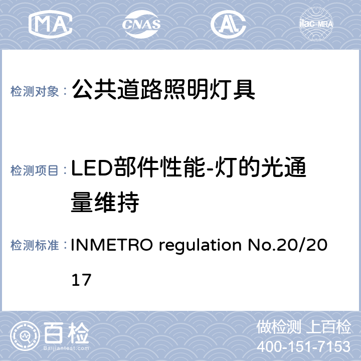 LED部件性能-灯的光通量维持 公共道路照明灯具的技术质量要求 INMETRO regulation No.20/2017 附录I-B B.6.2.1 (Option 1)