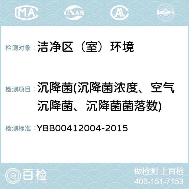 沉降菌(沉降菌浓度、空气沉降菌、沉降菌菌落数) 12004-2015 药品包装材料生产厂房洁净室（区）的测试方法 YBB004 测试方法（8）