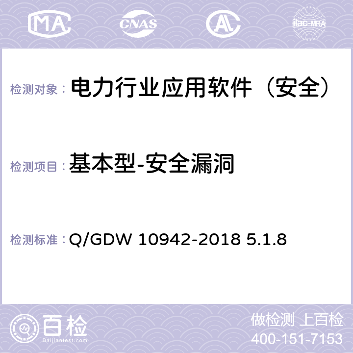 基本型-安全漏洞 《应用软件系统安全性测试方法》 Q/GDW 10942-2018 5.1.8