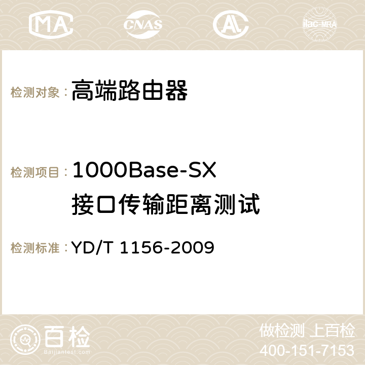 1000Base-SX 接口传输距离测试 路由器设备测试方法-核心路由器 YD/T 1156-2009 5.3.2.26