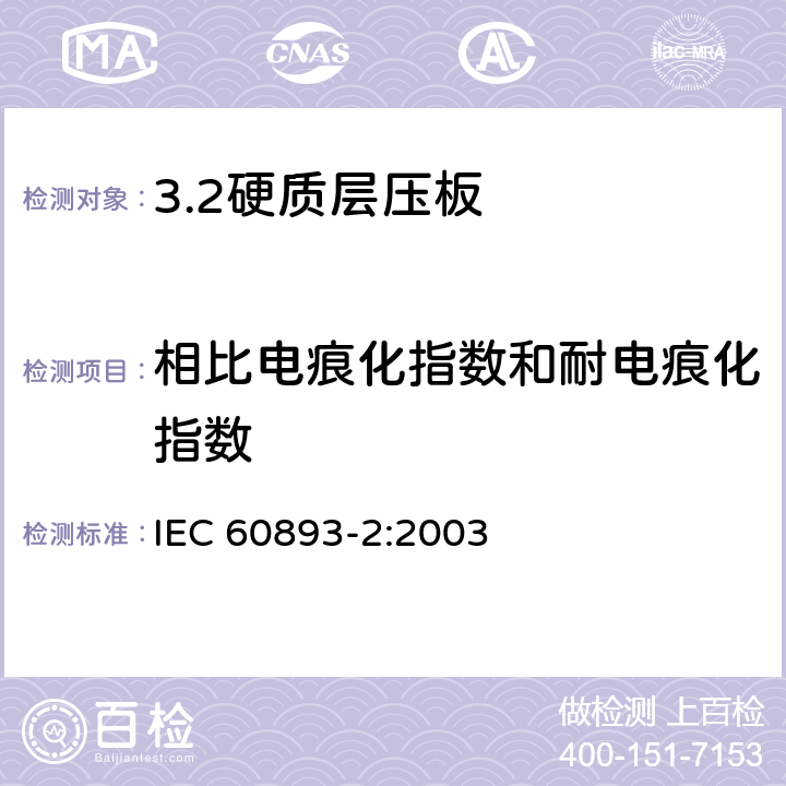 相比电痕化指数和耐电痕化指数 电气用热固性树脂工业硬质圆形层压管和棒 第2部分：试验方法 IEC 60893-2:2003 6.4