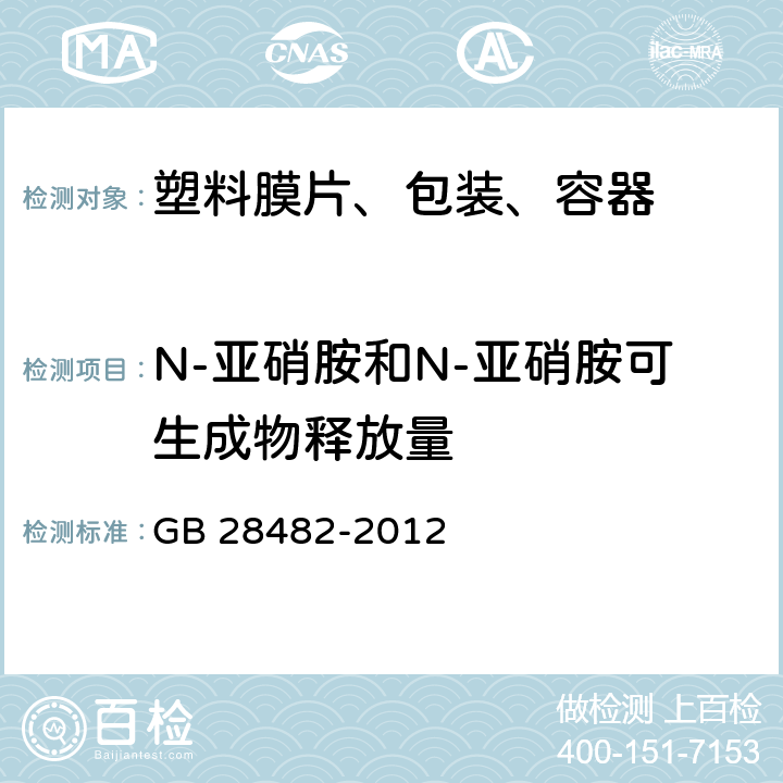 N-亚硝胺和N-亚硝胺可生成物释放量 试样处理和结果计算依据：婴幼儿安抚奶嘴安全要求 GB 28482-2012