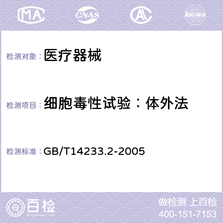 细胞毒性试验：体外法 医用输液、输血、注射器具检验方法 第2部分：生物学试验方法 GB/T14233.2-2005