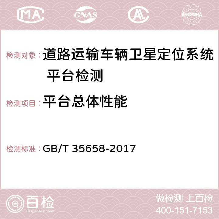 平台总体性能 《道路运输车辆卫星定位系统 平台技术要求》 GB/T 35658-2017 7.1.1