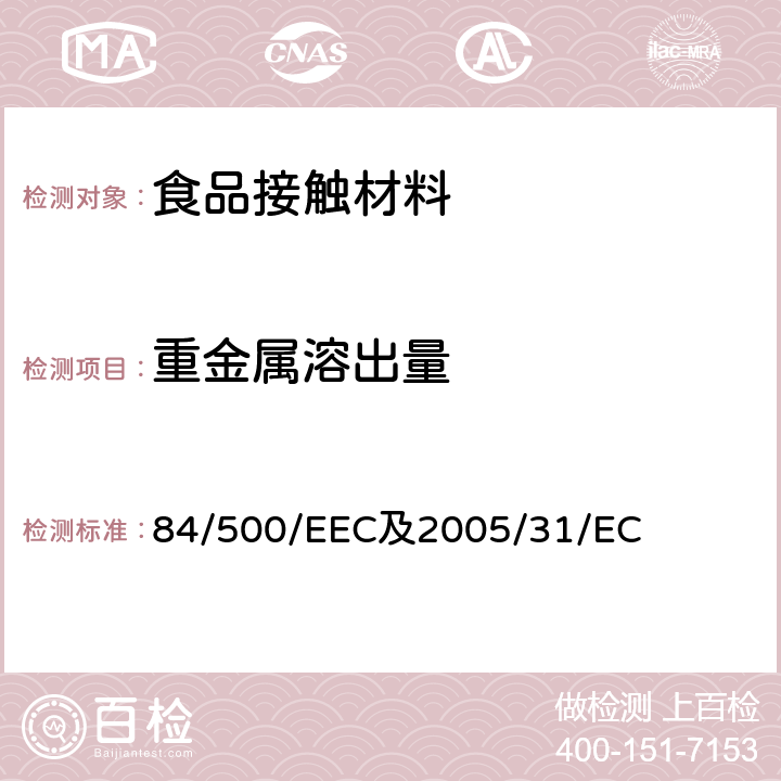 重金属溶出量 与食品直接接触的陶瓷类产品的要求 84/500/EEC及2005/31/EC