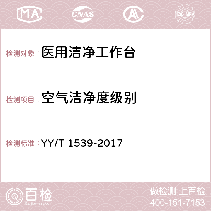 空气洁净度级别 医用洁净工作台 YY/T 1539-2017 5.4.5,6.4.8