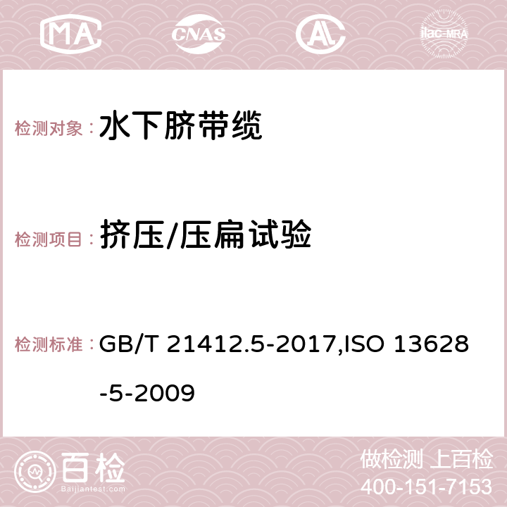 挤压/压扁试验 石油天然气工业 水下生产系统的设计和操作 第5部分：水下脐带缆 GB/T 21412.5-2017,ISO 13628-5-2009 附录G