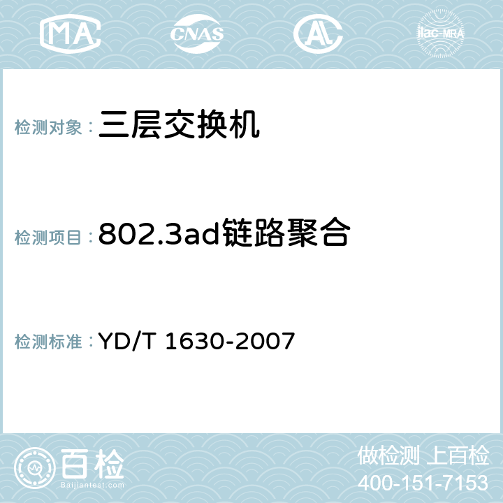 802.3ad链路聚合 具有路由功能的以太网交换机设备安全测试方法 YD/T 1630-2007 6.7