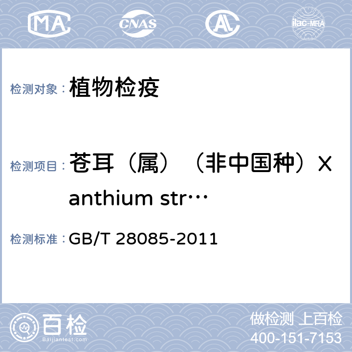 苍耳（属）（非中国种）Xanthium strumarium var.glabratum 苍耳（属）（非中国种）检疫鉴定方法  GB/T 28085-2011