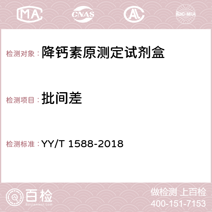 批间差 降钙素原测定试剂盒 YY/T 1588-2018 3.7