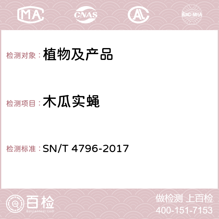 木瓜实蝇 SN/T 4796-2017 八种果实蝇检疫鉴定方法