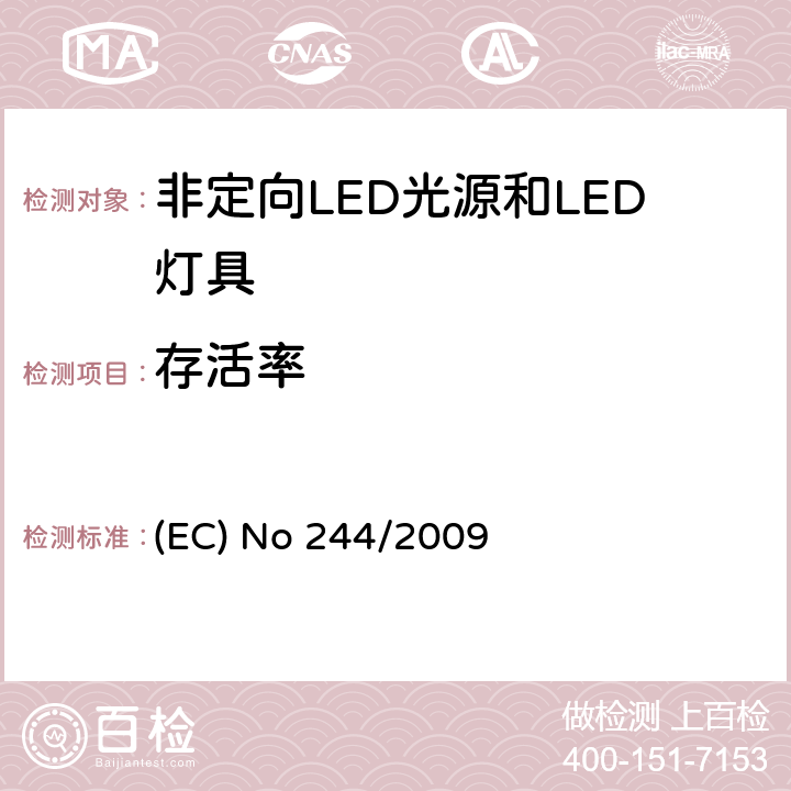 存活率 关于2005/32/EC执行非定向家用灯生态设计要求的指令 (EC) No 244/2009 Annex II