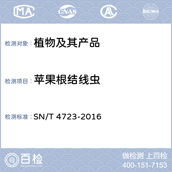 苹果根结线虫 SN/T 4723-2016 根结线虫属（非中国种）检疫鉴定方法