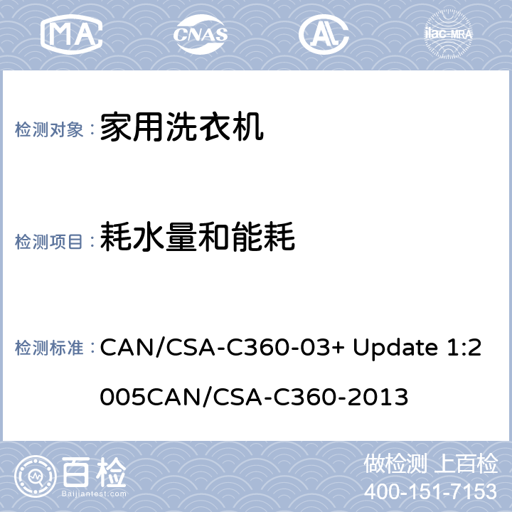 耗水量和能耗 家用洗衣机的能耗性能,用水量和容量 CAN/CSA-C360-03+ Update 1:2005
CAN/CSA-C360-2013 5.2